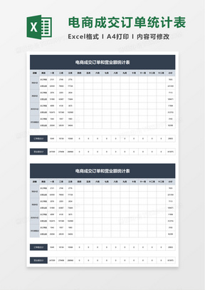 电商成交订单和营业额统计表excle模板