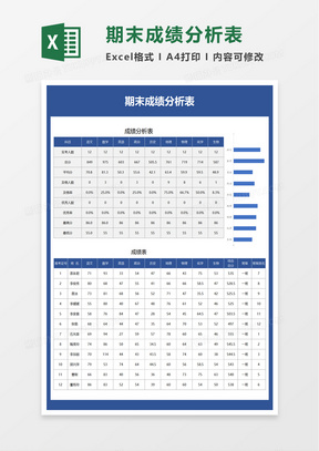 期末成绩分析表excel模板