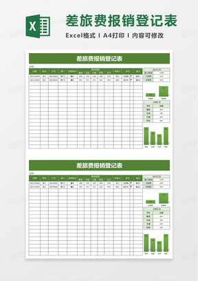 个人差旅费报销登记表excel模板