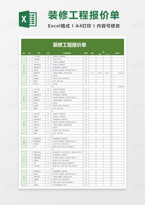 简单装修工程报价单excel模板