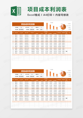 项目成本利润表excle模板