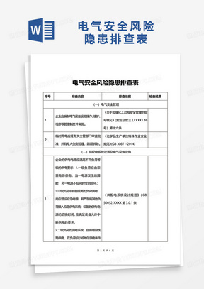 电气安全风险隐患排查表word模板