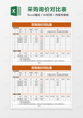 采购询价对比表excel模板