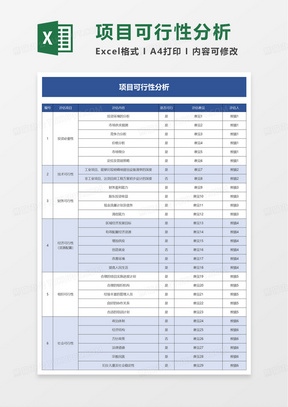 简单项目可行性分析excel模板