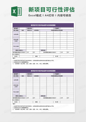 新项目可行性评估成员与任务配置表excel模板