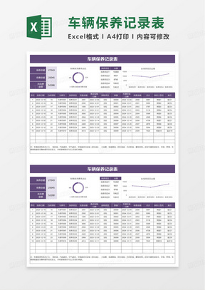 简洁车辆保养记录表excel模板