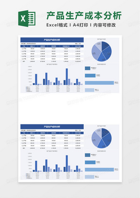 产品生产成本分析excel模板