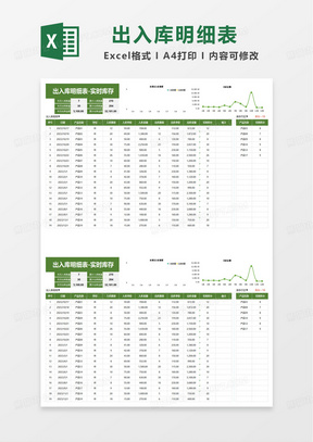 简洁仓库出入库明细表excel模板