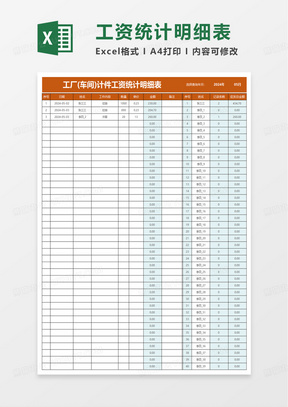 计件工资表公式自动计算excel模板