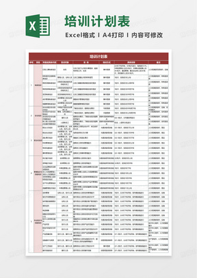 公司年度培训计划表excel模版