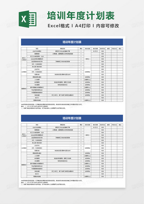 培训年度计划表excel模版