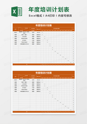 部门年度培训计划表excel模版