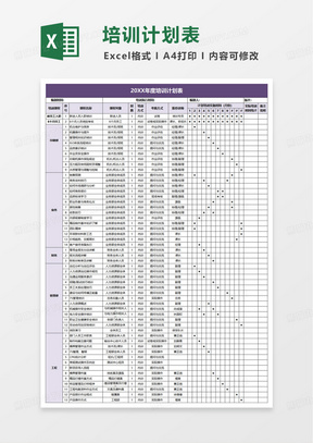 简洁实用年度培训计划表excel模版