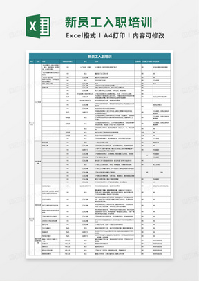 新员工入职培训计划excel模版