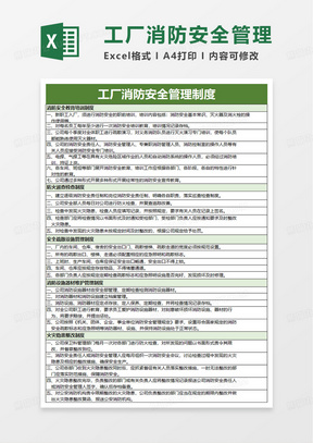 工厂消防安全制度excel模板