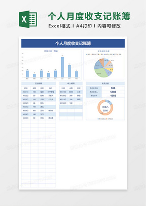 个人收支明细记账本excel模板