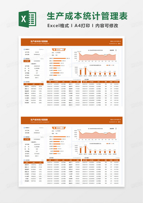 年度生产成本管理统计表excel模板