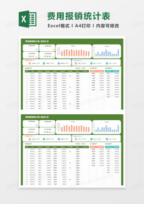 费用报销统计表excel模板