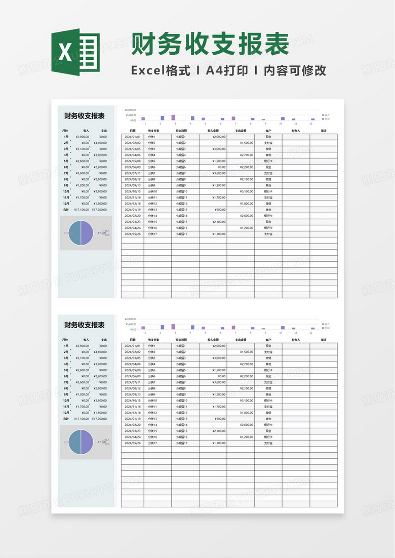 财务报表财务收支报表excel模版