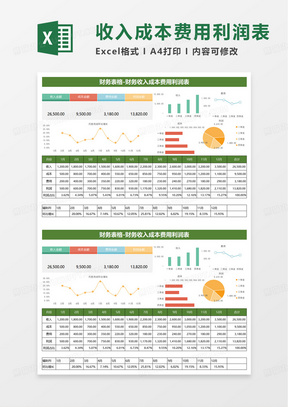 财务报表收支利润表excel模板