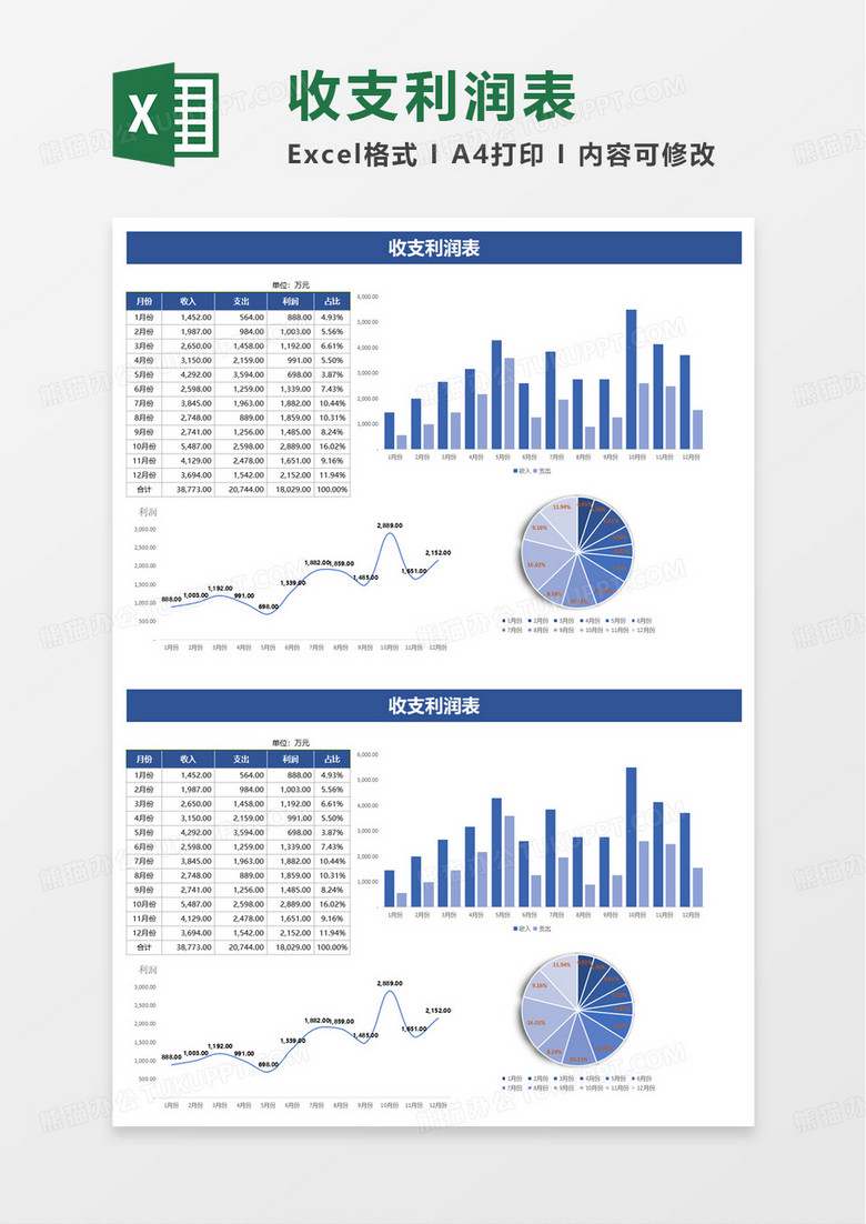 简单实用收支利润表excel模板