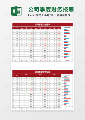 实用简单公司季度财务报表excel模板