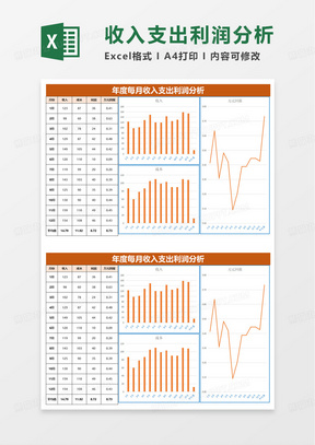 各月收入成本利润分析表excel模板