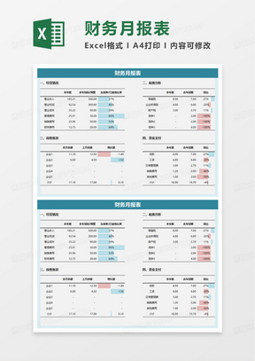 简洁实用财务月报表excel模板