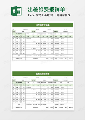 员工出差旅费报销单excel模板