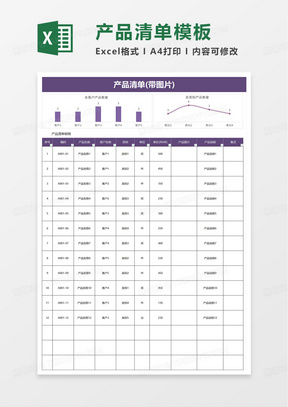 产品价格清单excel模板