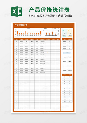 产品价格统计表excel模板