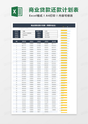 简洁通用商业贷款还款计划表excel模板