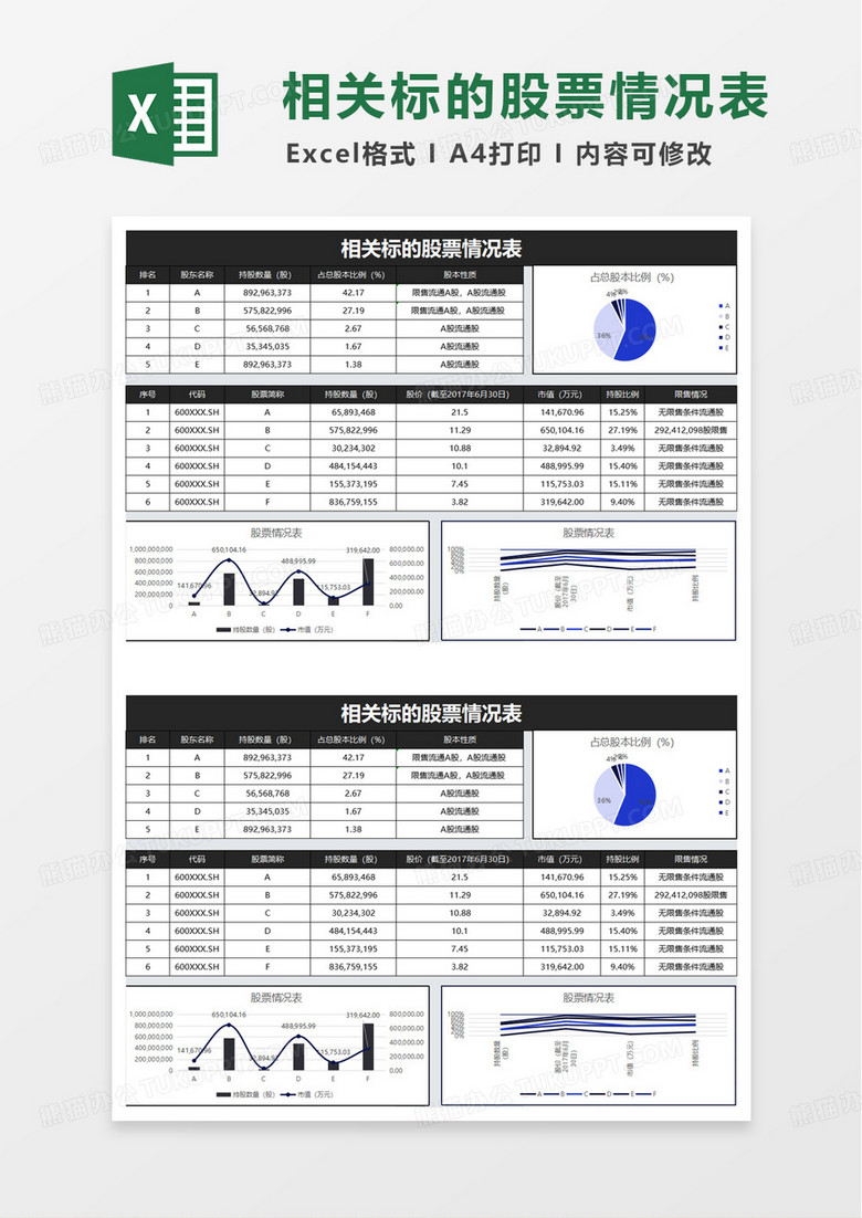 相关标的股票情况表excel模板