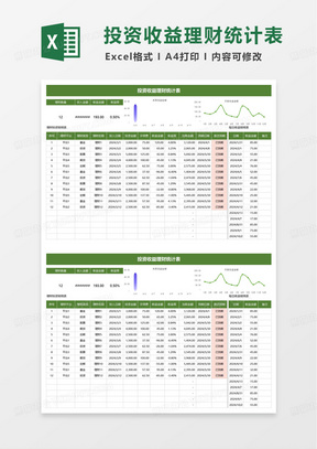 简洁投资收益理财统计表excel模板