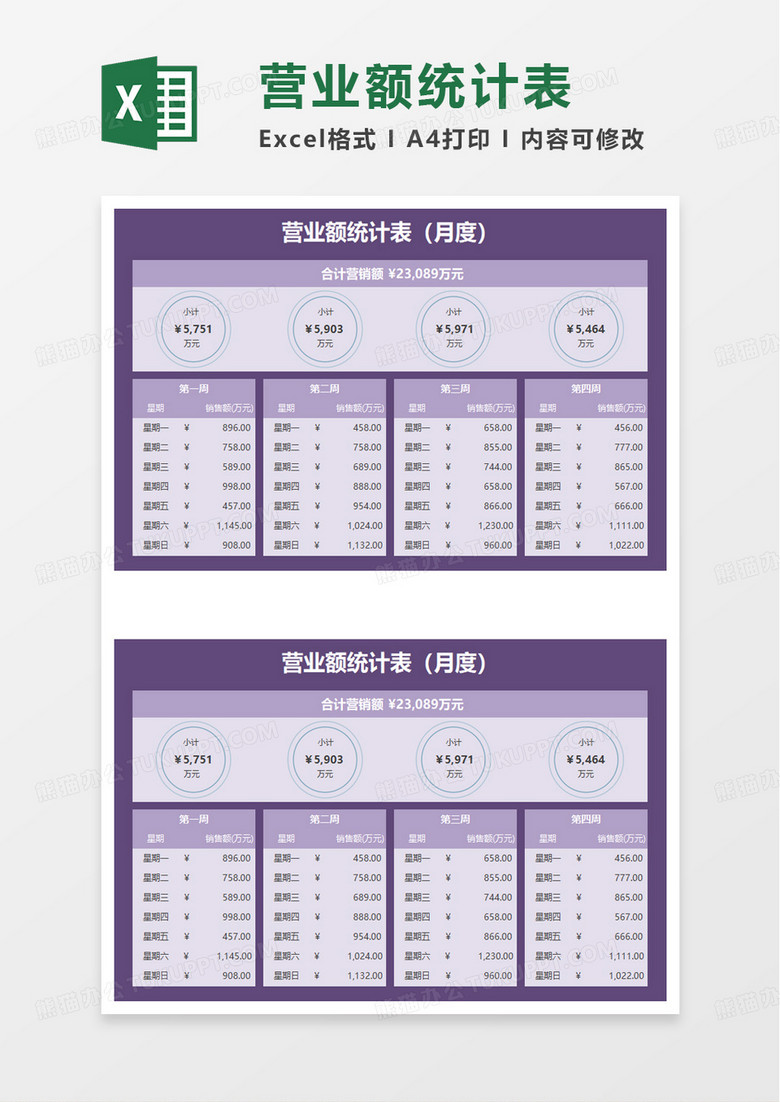 简洁简洁销售数据统计表excel模板