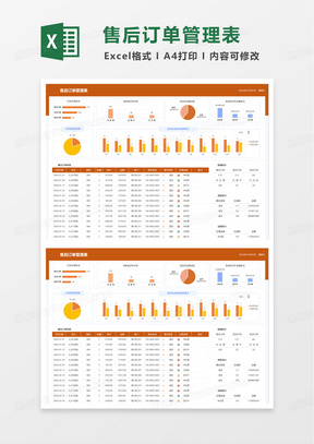 简洁售后订单管理明细表excel模板