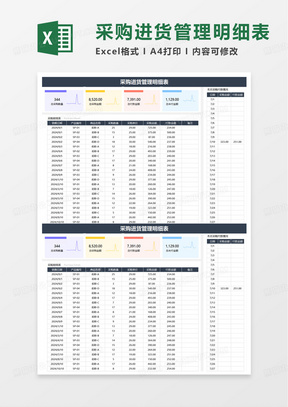 采购进货管理明细表excel模板