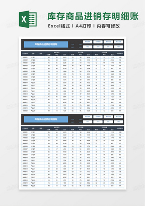 库存商品进销存明细账excel模板
