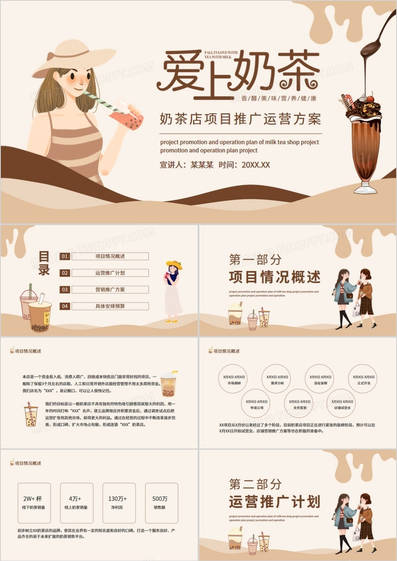 奶茶店项目推广运营方案动态PPT