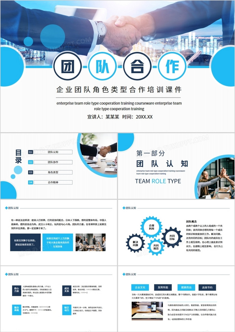 企业团队角色类型合作培训动态PPT