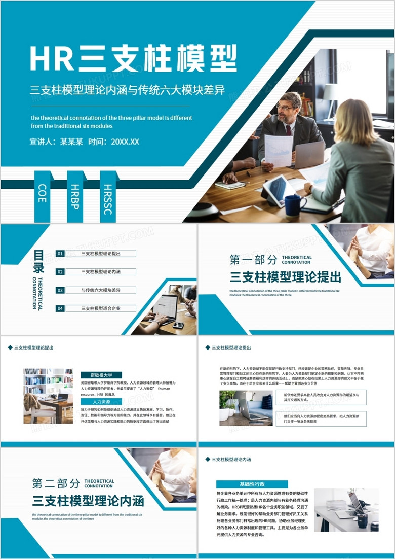 HR三支柱模型理论内涵与传统六大模块差异动态PPT