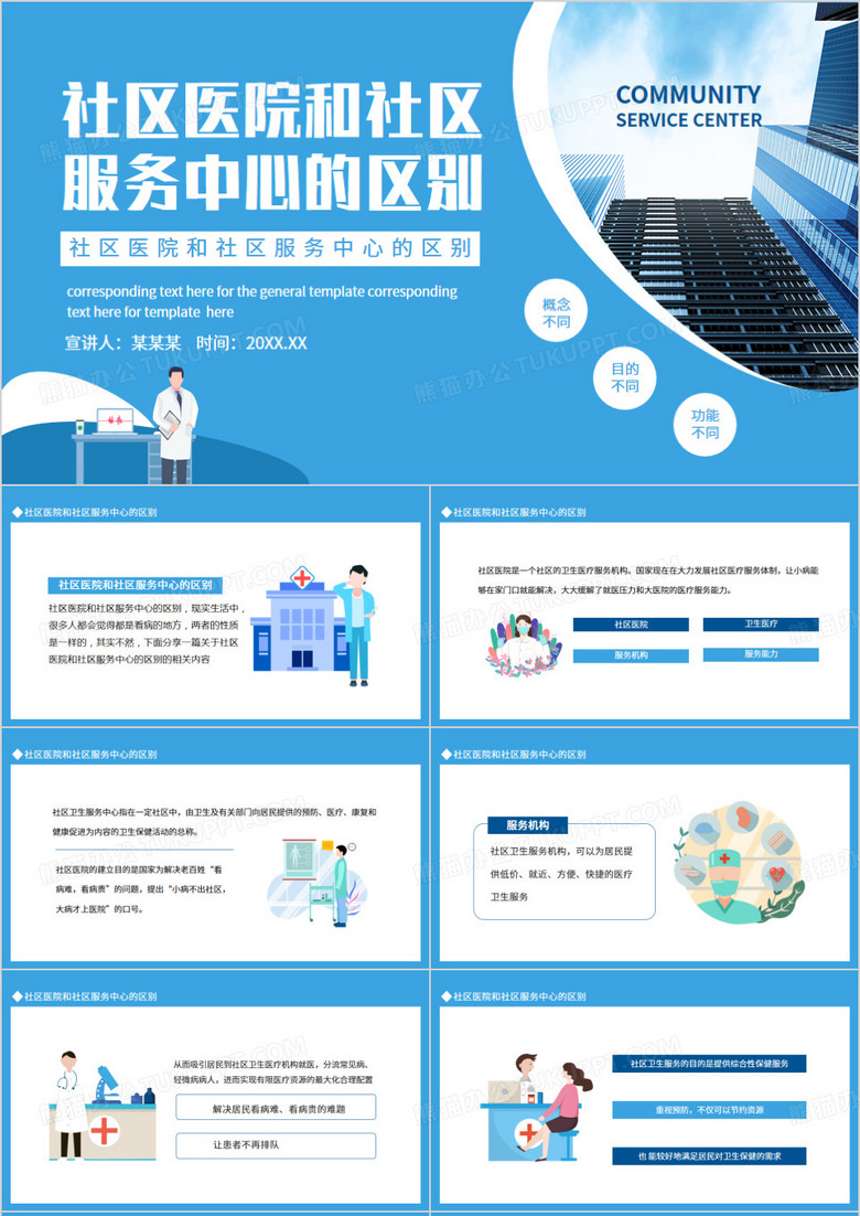 社区医院和社区服务中心的区别动态PPT模板