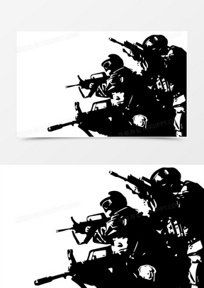 持枪士兵剪影矢量素材