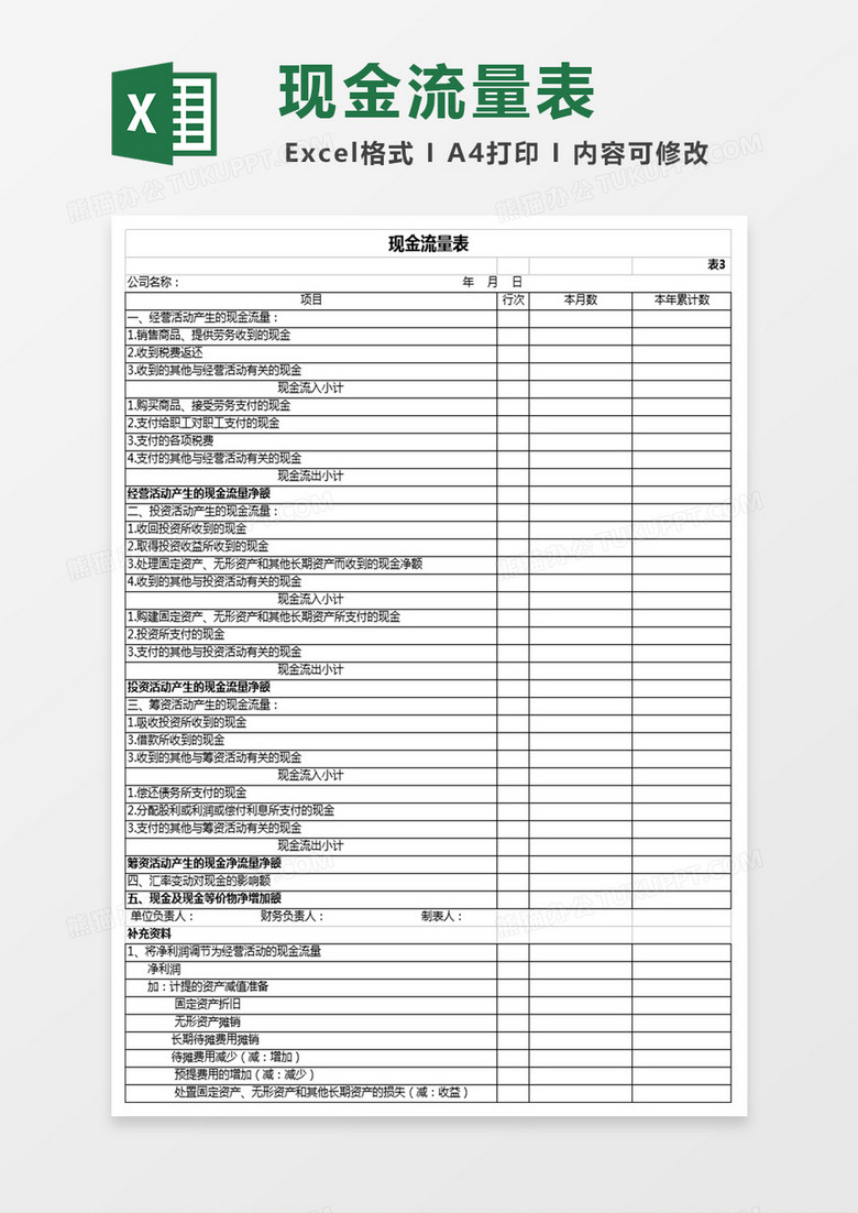 财务报表模板全套excel表