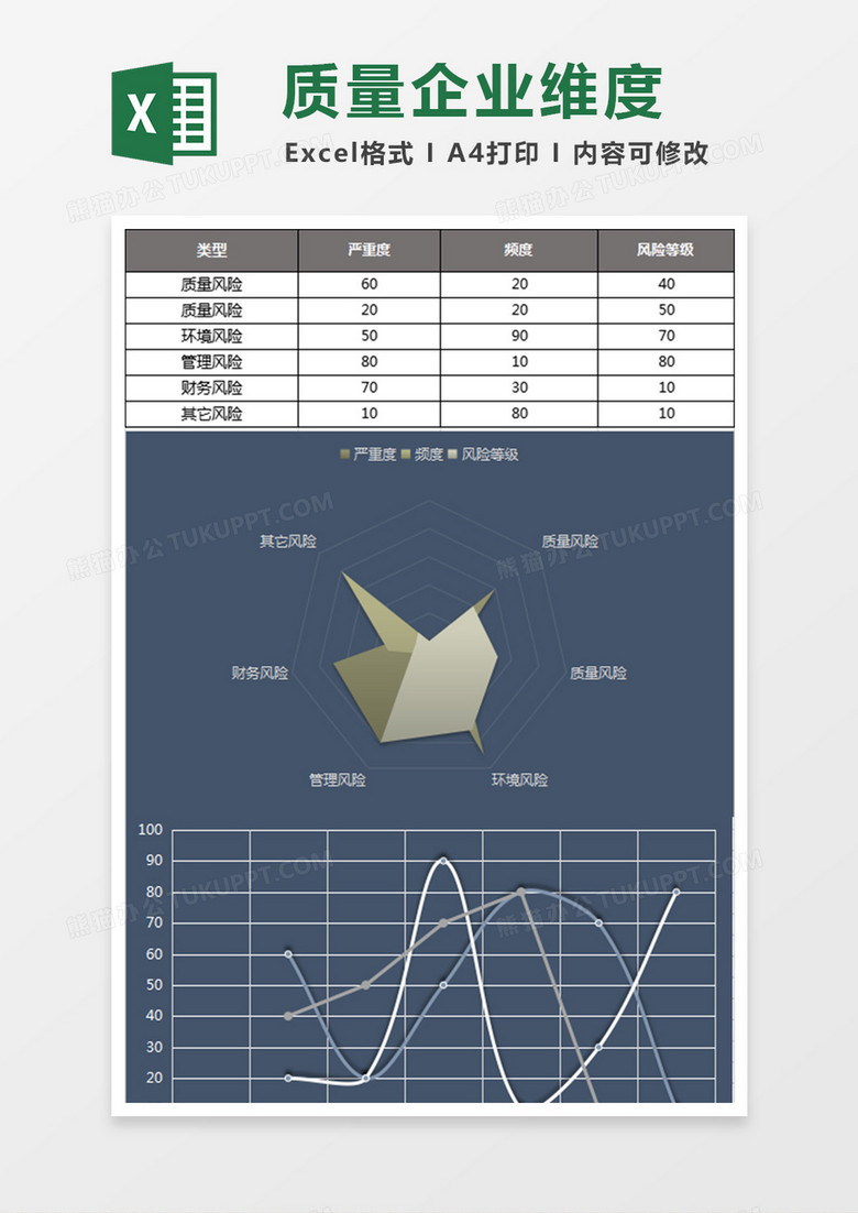 黑色风险质量企业维度excel表模板