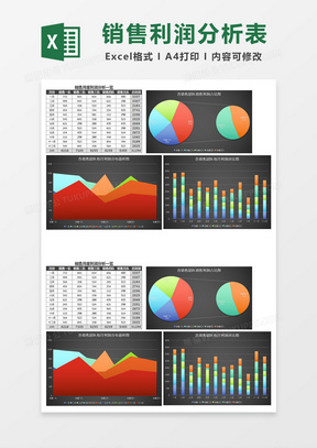 各销售团队每月利润分析表excel模板黑