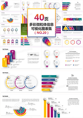 40页多彩微立体信息可视化PPT图表