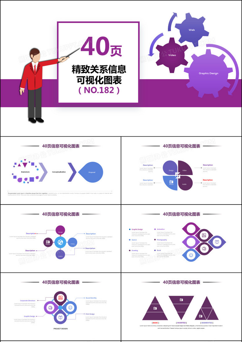 40页对比关系信息可视化ppt图表