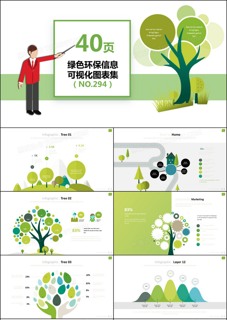 40套绿色环保信息可视化PPT图表