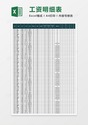 工资明细表excel模板
